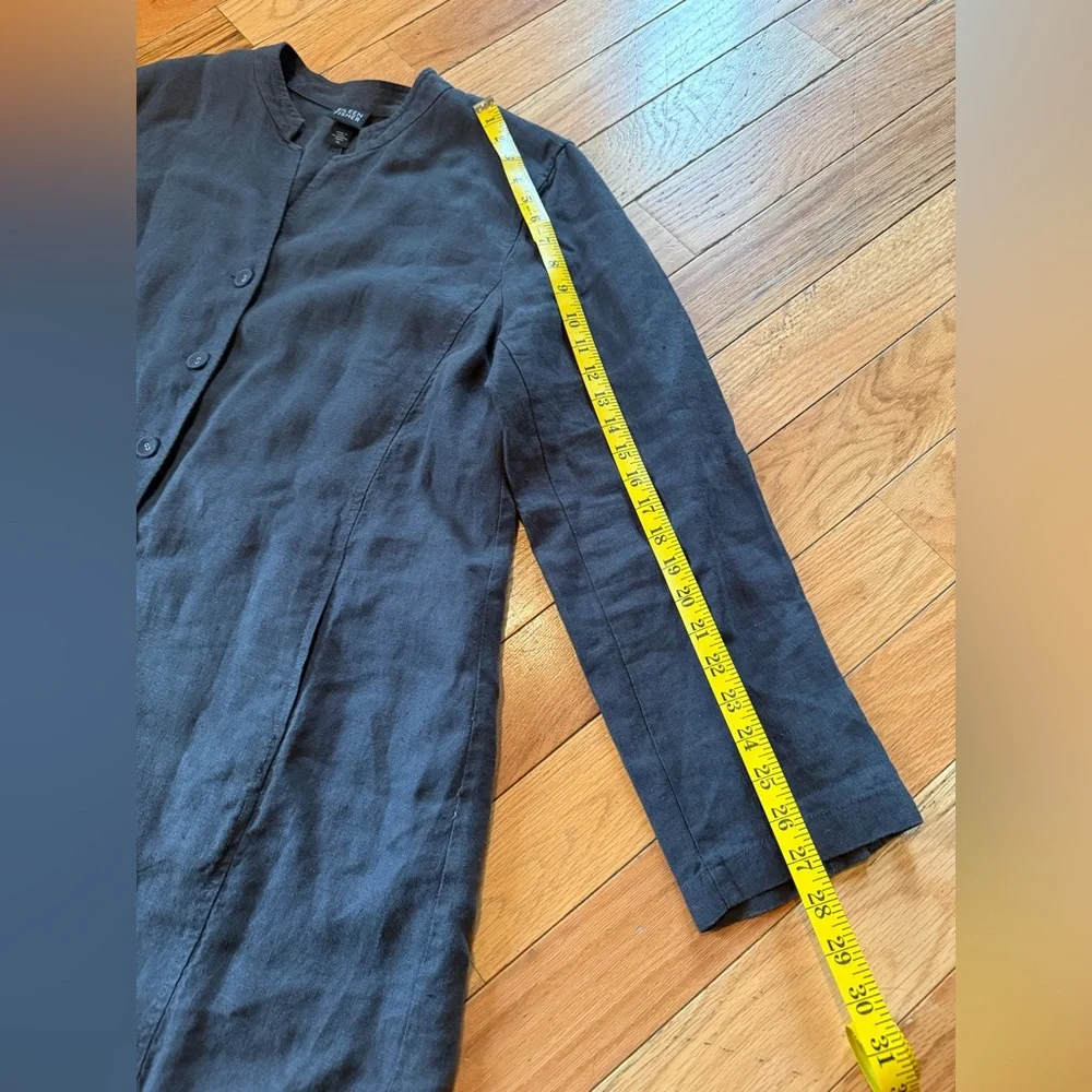 Eileen Fisher 100% Linen Heavy Long Lagenlook  Jacket Women’s Size XL Dark Gray - Picture 10 of 10